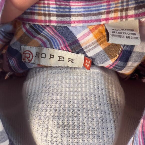 Roper Women's Sz XL plaid button up shirt- fall, western, country, rustic #3062 - Picture 4 of 5